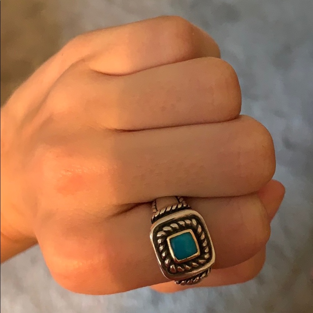 Sterling silver, turquoise, 14 karat gold accent